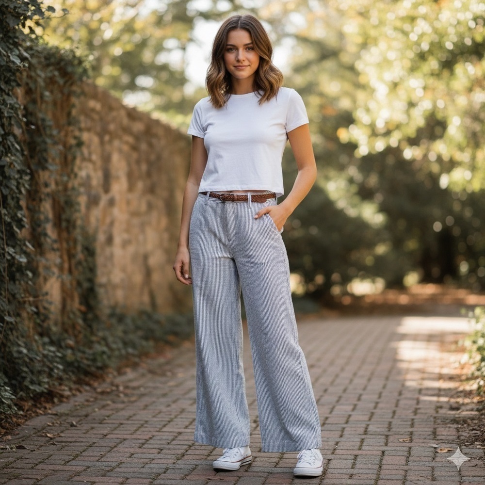 Isaac Mizrahi for Target Cotton Striped High Rise Wide Leg Pants - Size 10